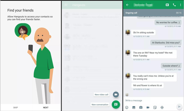 Hangouts Facetime จาก Android ไปยัง iPhone