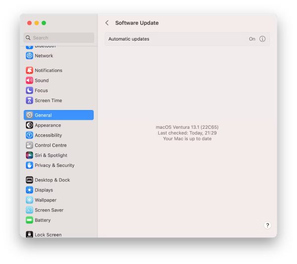 Aktualizacja systemu MacOS