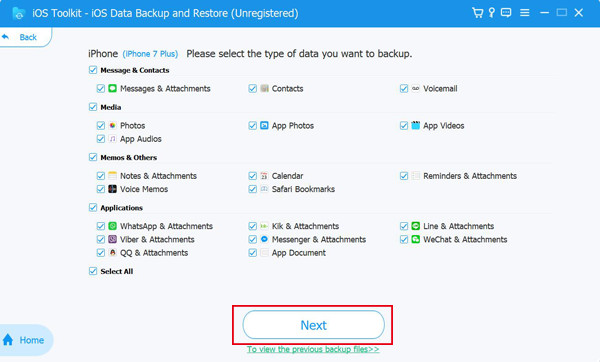 Back up the Desired Data on Computer