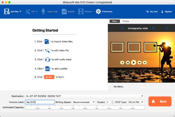 4easysoft DVD Creator Interface