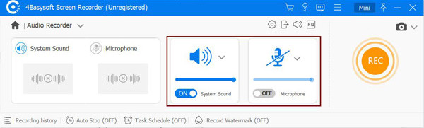 Configuración de grabación de audio