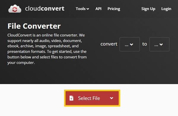 CloudConvert Valitse tiedostot