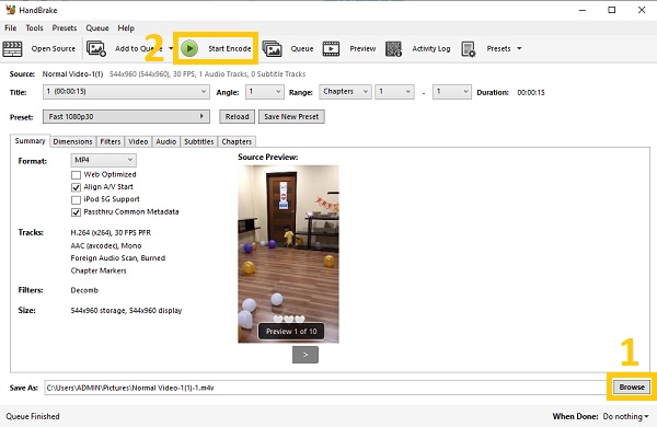 HandBrake Start Encode