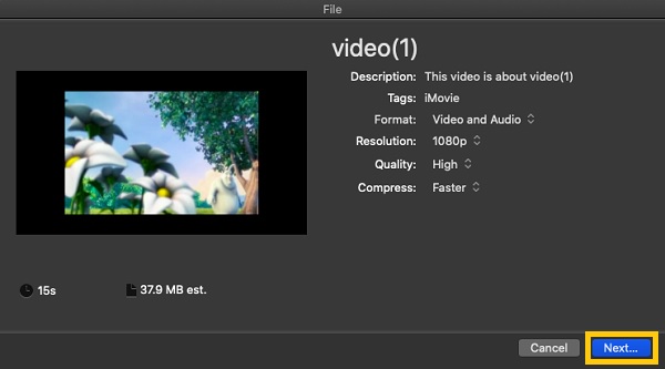 iMovie Export Converted Videos