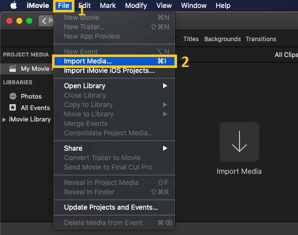 iMovie Import Media