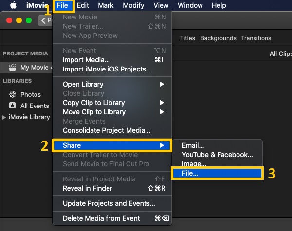 iMovie Fájl megosztása