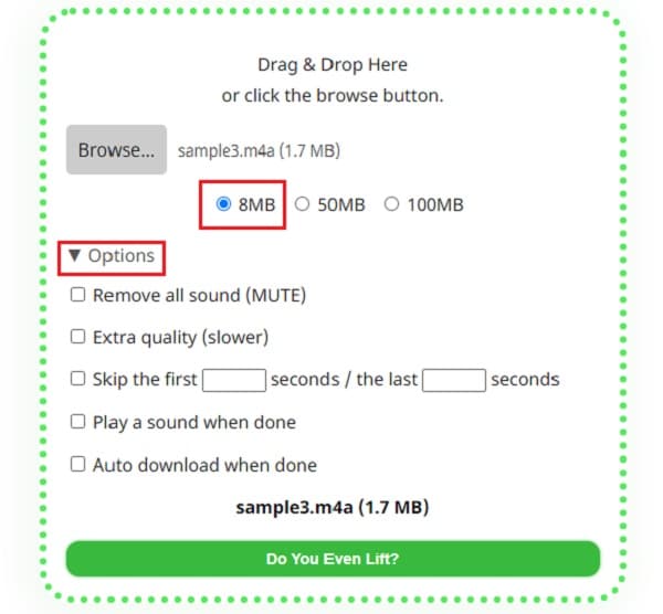 8mb.video Discordオプションの圧縮