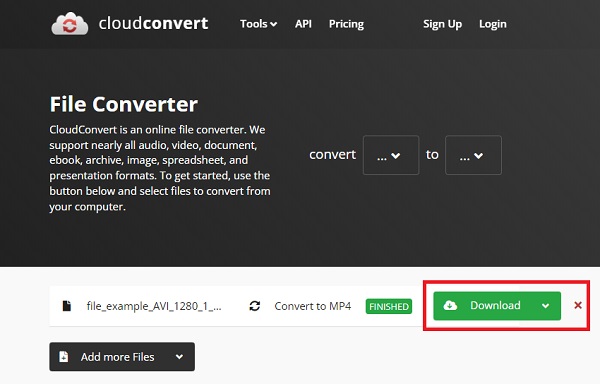 CloudConvert ファイルのダウンロード