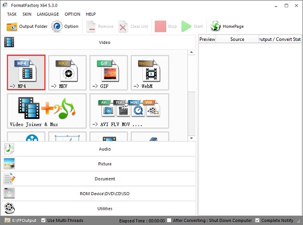 Format Factory Convert AVI to MP4