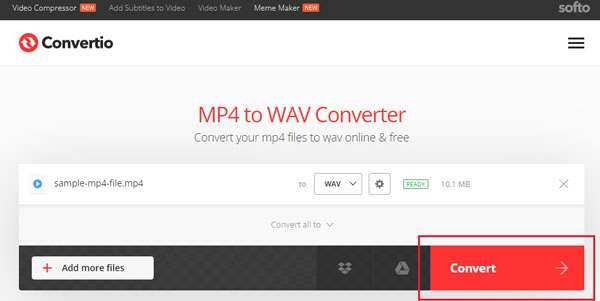 MP4toWAV Convertio Convert