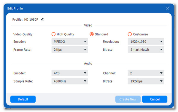 Video Converter Adjust Settings TVC