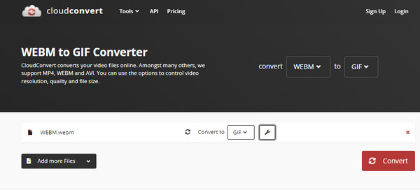CloudConvert Konvertieren Sie WEBM in GIF