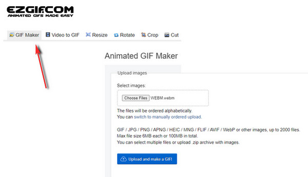 EZGIF GIF Maker WEBM zu GIF