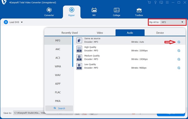 Odaberite Audio Format Ripper TVC
