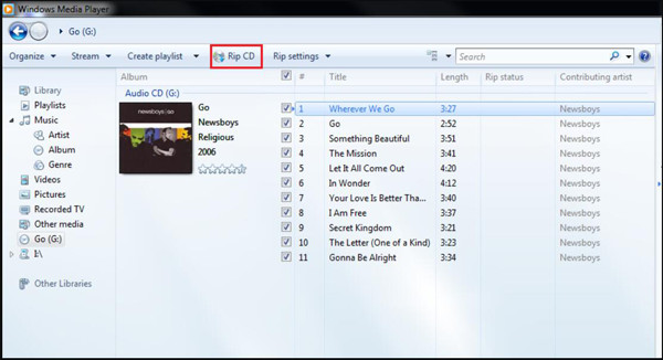 DVDをMP3に変換するWindows Media Player