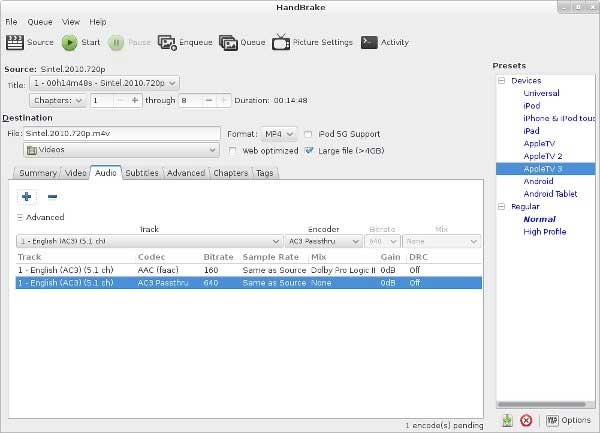 โปรแกรมโอเพ่นซอร์ส DVD Ripper Handbrake