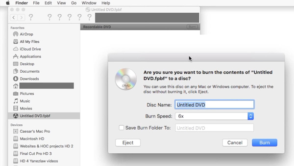 Burn DVD on Mac Click Burn Button