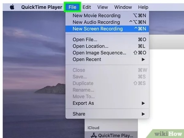 Νέα εγγραφή οθόνης Quicktime