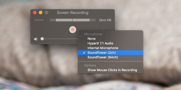 Înregistrare ecran QuickTime Soundflower