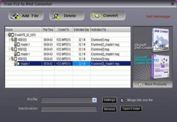 Free FLV to iPod Converter FLV to AVI