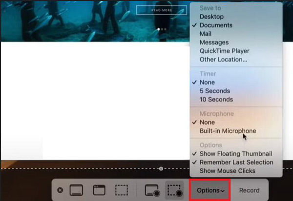 Preset Recording to Capture Screen