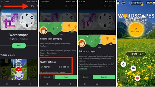 Google Play ゲームで Android の画面を録画する