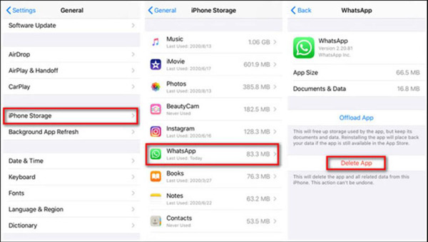 Delete App Data in Settings