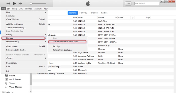 iTunes iPodをiTunesに転送する