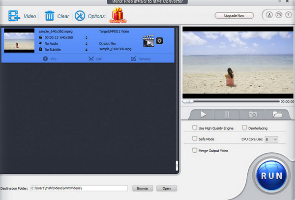 Convertidor WinX gratuito de MPEG a MP4