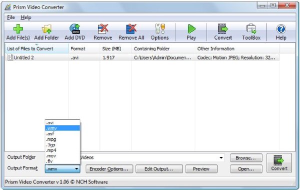 Prism Video Converter Interface