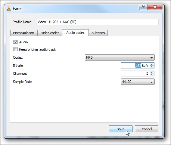 VLC Choose MP3 Format