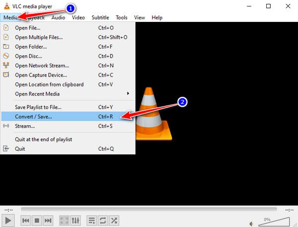 VLC 変換または保存をクリック