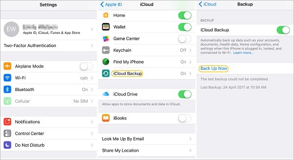 iCloud से संदेशों का बैकअप लें