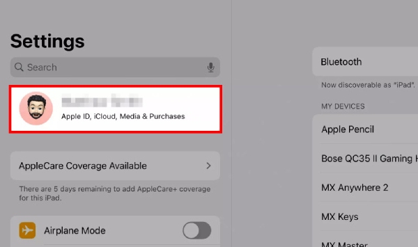 iPadをiPhoneのiCloud設定から切断する