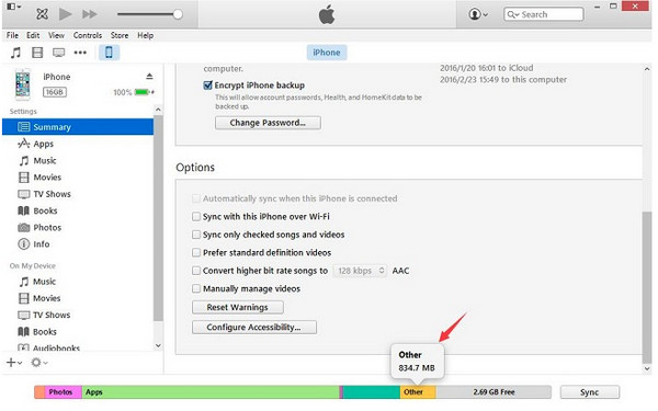 iTunes Clean rendszeradatok iPhone tárhely