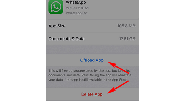 सेटिंग के साथ ऐप को ऑफ़लोड या डिलीट करें
