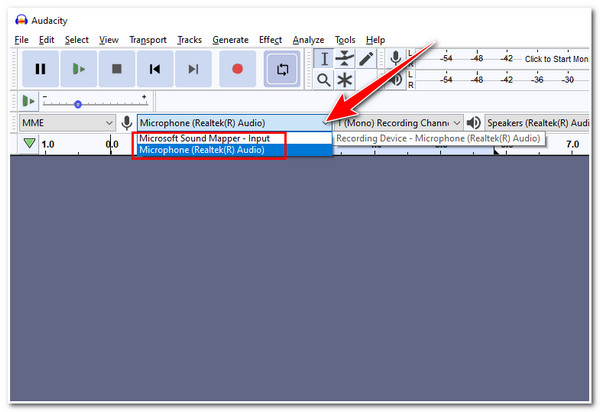 Audacity Wybierz domyślny mikrofon i słuchawki