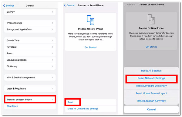 Fel vid anslutning till Apple ID-server Återställ nätverksinställningar