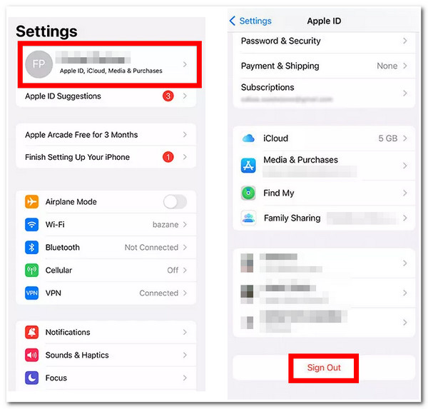 Lỗi khi kết nối với máy chủ Apple ID Đăng xuất Apple ID