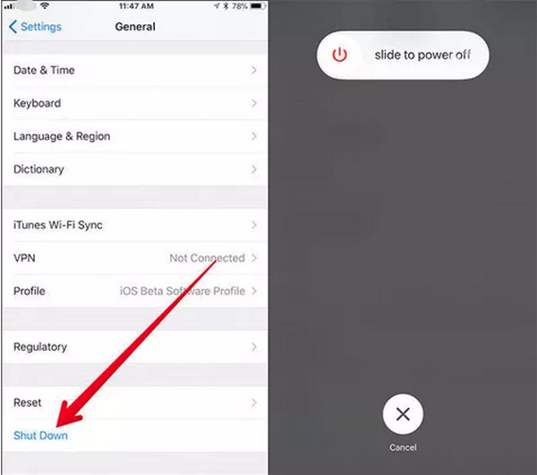 Restart iPhone Through Settings