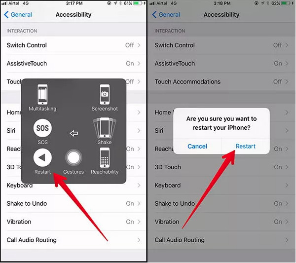 Restartujte iPhone pomocí Assistive Touch