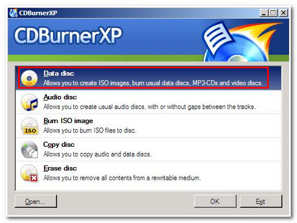 Análise do CDBurnerEXP Select Data Disc