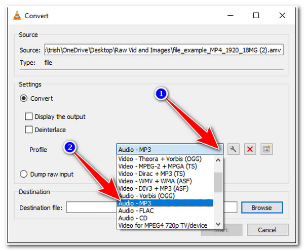 Extract Audio from Video VLC Choose Audio Format