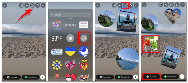 Haz un collage en Instagram Historias de Instagram con stickers