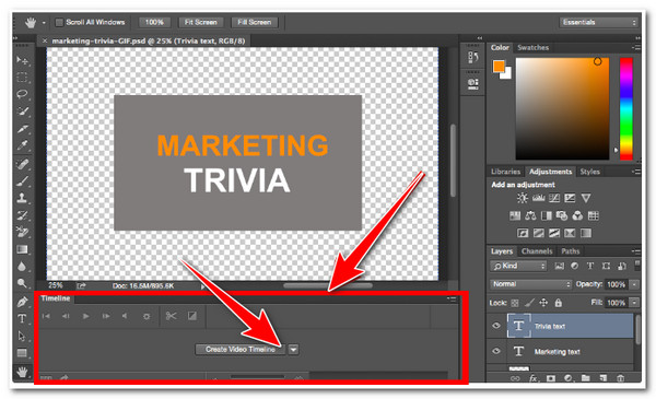 Creați un fundal GIF Photoshop Access Timeline