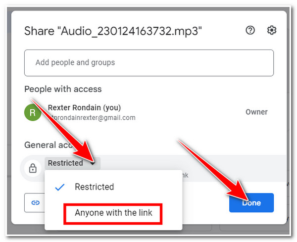 Voice Over on google Slide Select Anyone with The Link