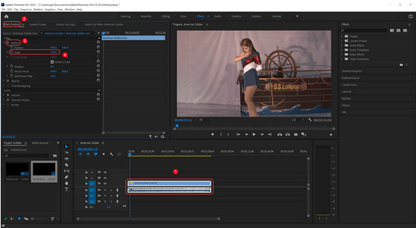 Adobe Premiere 設定比例並啟動效果