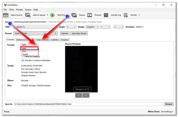 Compress MP4 Video HandBrake Select Video