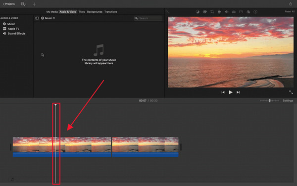 Panoul de editare iMovie pe Mac