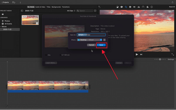 iMovie pe Mac Salvați videoclipul